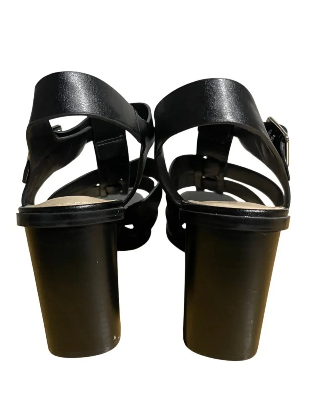 Marc Fisher Fynlee Black Strappy Fisherman Sandals Size 8 M High Block Heels